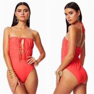 Ramy Brook Coral Strapless One-Piece Swimsuit